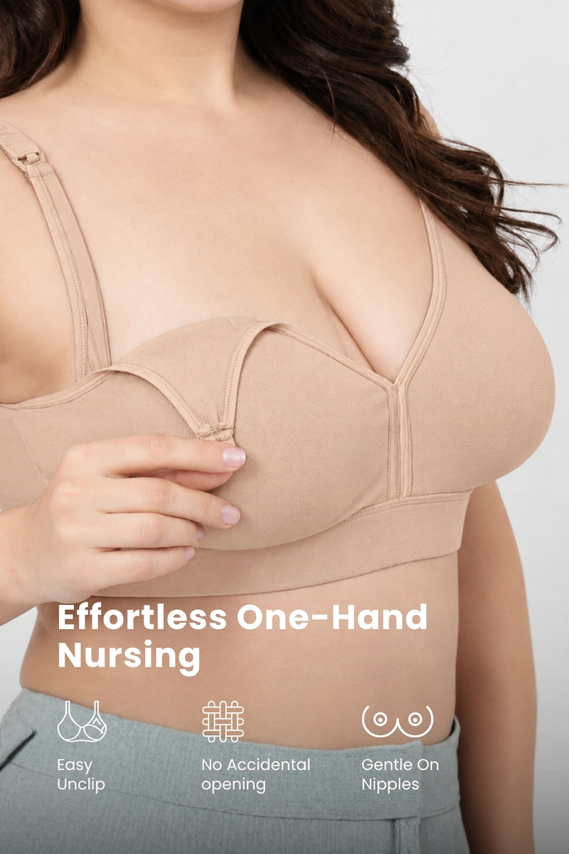 Lira Ribbed Cotton Nursing Padded Bra - Butter