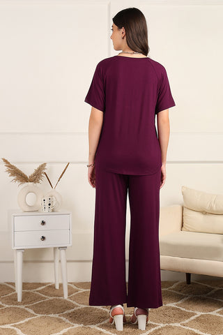 Burgundy Maternity Pajama Set