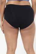 Soft and supportive seamless cotton panty in black with a comfortable mid-rise fit.