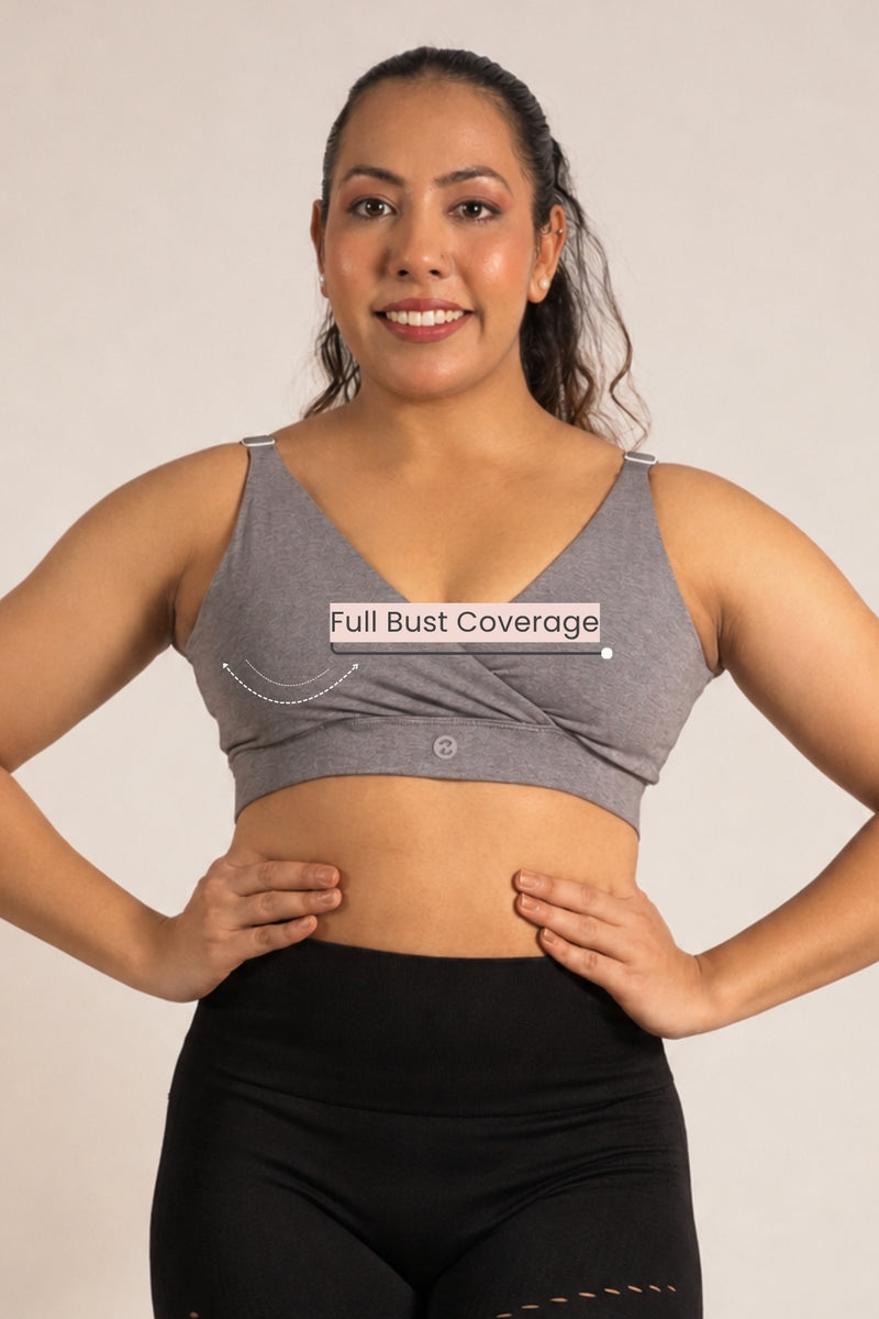 247 Extra Support Cotton Feeding Bra with Adjuster - Melange Anthrea
