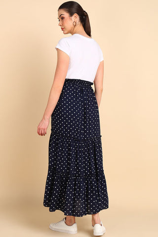 Midnight Blue Tiered Skirt with Smocked Waistband & Pockets