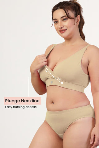 247 Pack of 3 Extra Support Cotton Feeding Bra (Brown, Skin, Navy Blue)