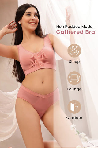 Onion Ruched Bra; design provides necessary support to the lactating bust.