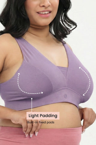 SecureFit Cotton Fixed-Pad Feeding Bra - Lavender