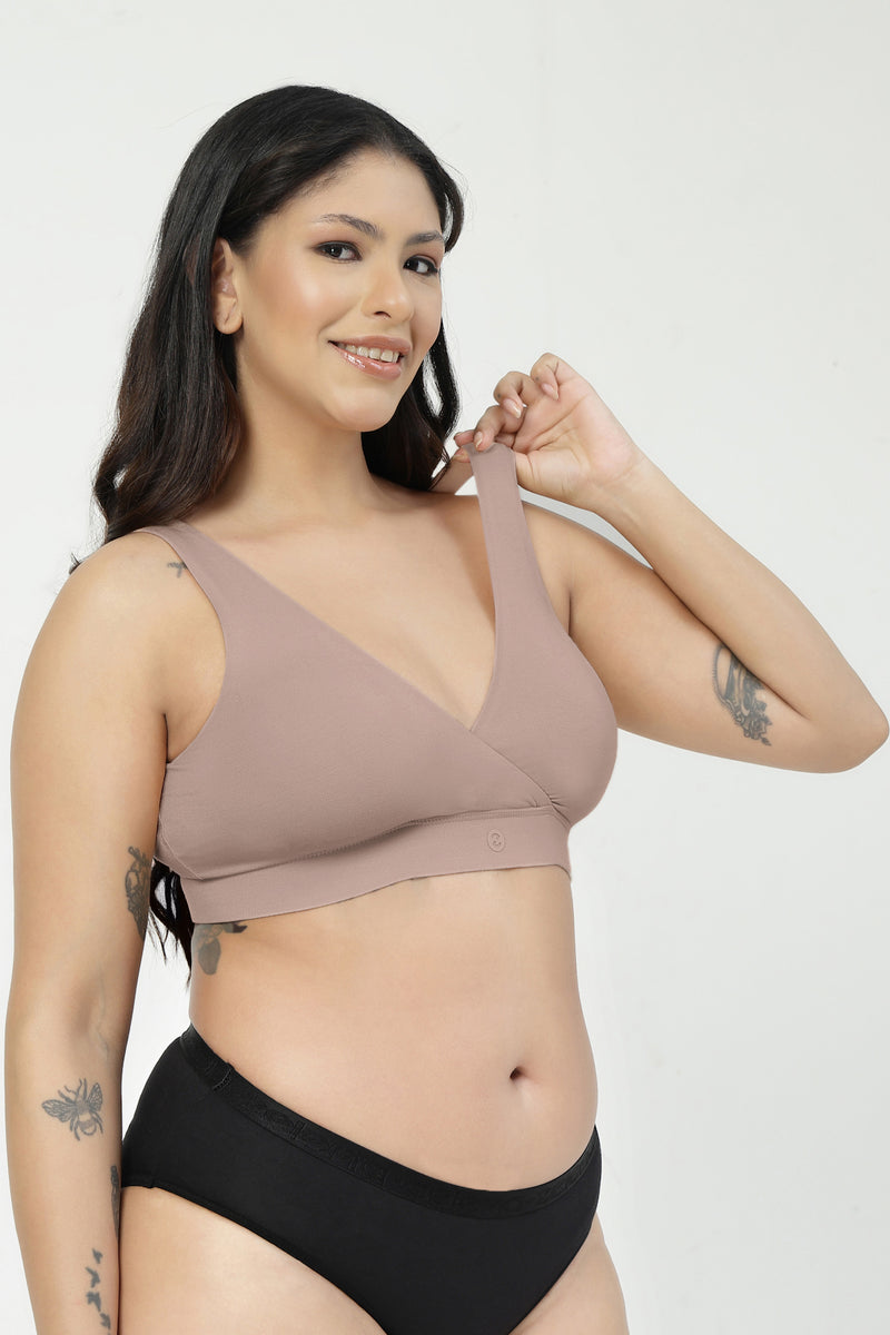 247 (Upgraded) Modal Padded Maternity Feeding Bra - Light Skin