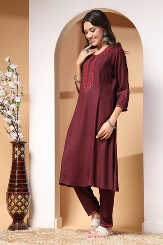 Majestic Maroon Maternity Feeding Kurta Set