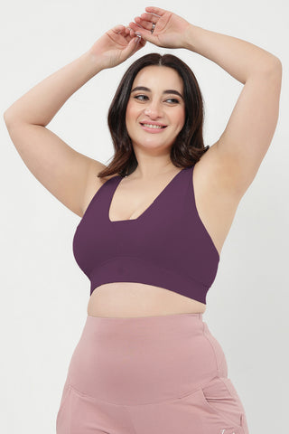 SecureFit Cotton Fixed-Pad Feeding Bra - Mauve Rose