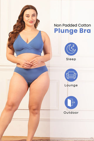 247 Extra Support Cotton Feeding Bra with Adjuster - Blue