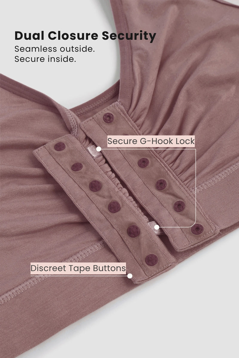 Ruched Invisible Button Nursing Bra - Coco