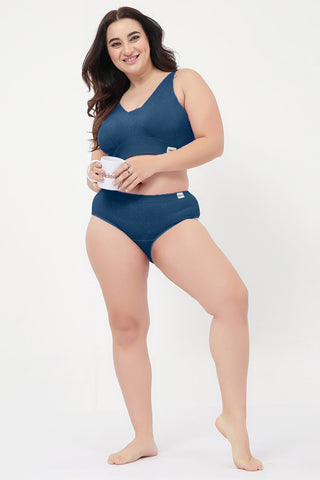 Sera Fine Rib Mid Rise Hipster - Airforce