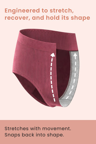 Sera Fine Rib Mid Rise Hipster - Blush