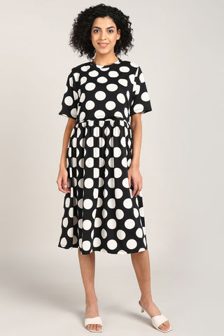 Black Printed Maternity Zipless Feeding Dress