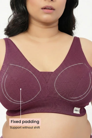 Sera Fine-Rib Bra - Dark Berry