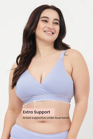 Zena Fine-Rib Bra - Soft Blue