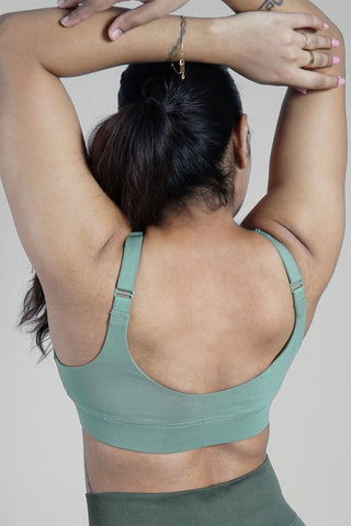 247 Extra Support Cotton Feeding Bra with Adjuster - Medium Green