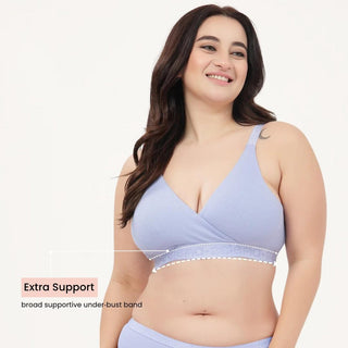 Zena Fine-Rib Bra - Soft Blue
