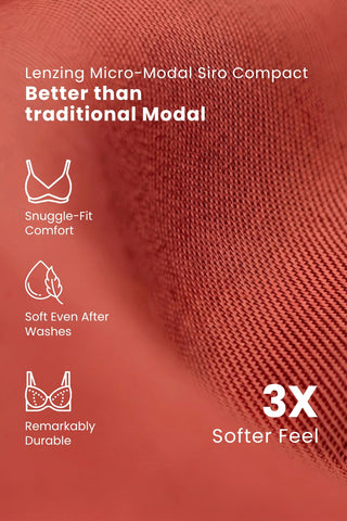 Ruched Modal Front-Open Bra with G-Hook - Rust