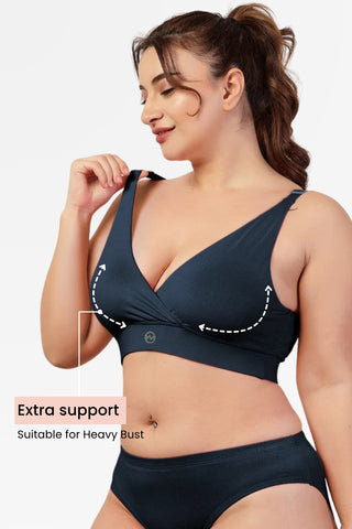 247 Extra Support Cotton Feeding Bra with Adjuster - Navy Blue