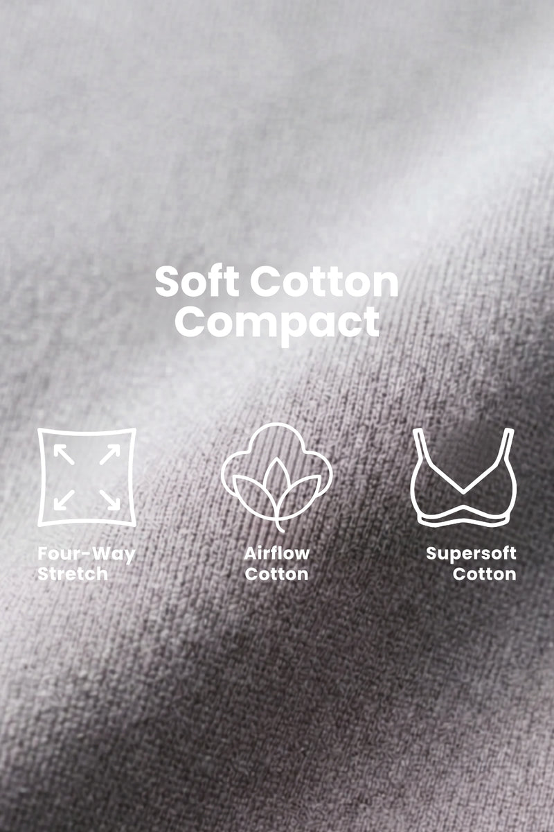 SecureFit Cotton Fixed-Pad Bra - Grey Melange