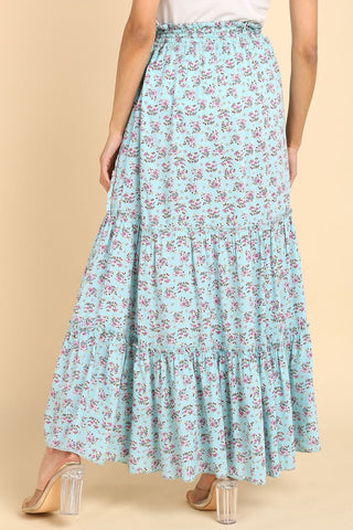 Romantic Print Tiered Skirt; printed fabric adds a visual element to maternity wear.