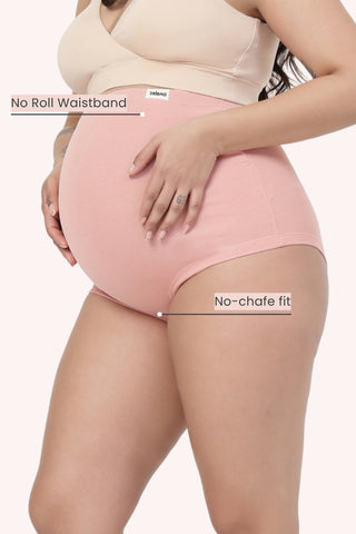 Pregnancy Cotton Panty (Pack of 3) (Skin, Rose Gold & Black)