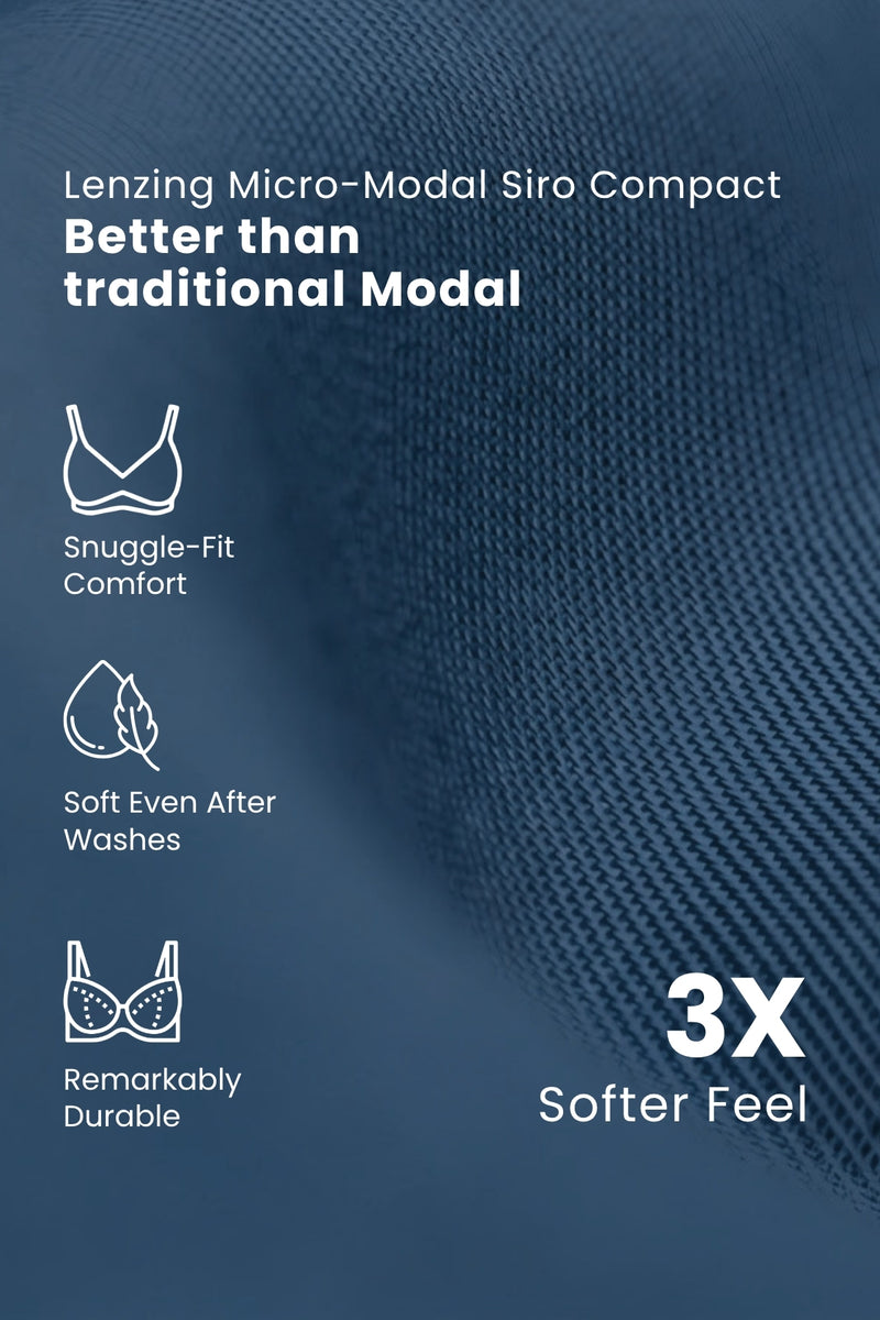 Ruched Modal Front-Open Bra with G-Hook - Airforce