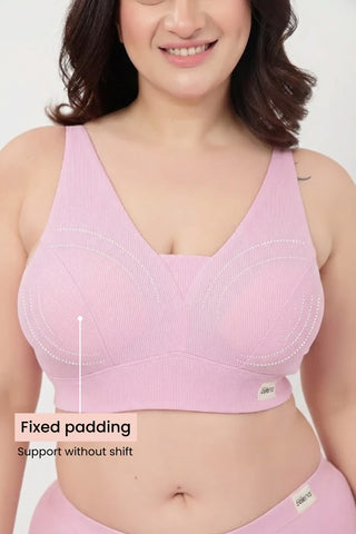 Sera Fine-Rib Bra - Pink
