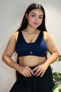 Fixed Padded Modal Maternity Bra with Support - Navy