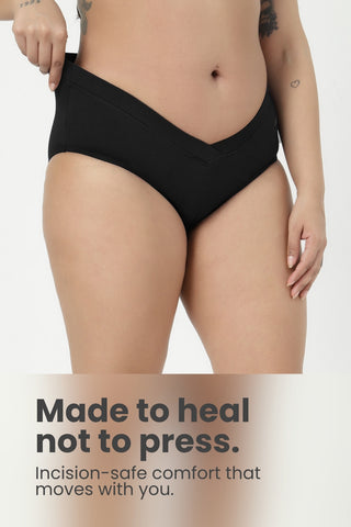Modal C-Section Panties for Mothers (Pack of 4) (Black, Mauve, Navy & Matcha)