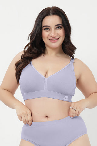 Lira Ribbed Cotton Nursing Padded Bra - M-Blue