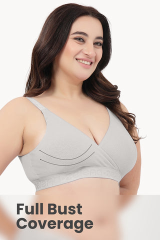 Zena Fine-Rib Bra Pack of 2 - (Lavender & Grey Melange)