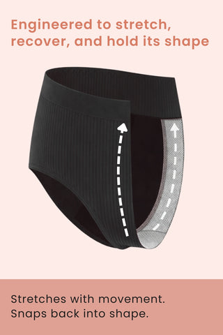 Sera Fine Rib Mid Rise Hipster - Black