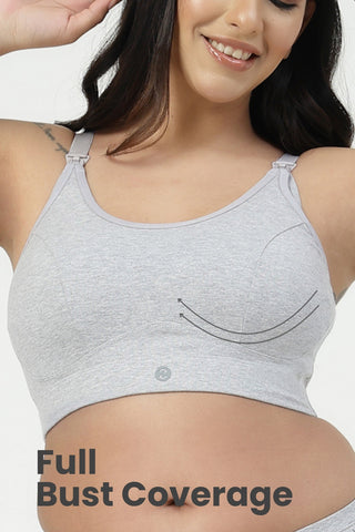 SecureFit Cotton Non-Padded Feeding Bra - Grey Melange