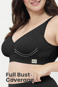 Lira Ribbed Cotton Nursing Padded Bra - Black