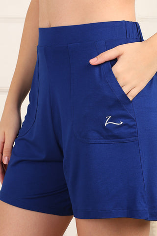 Blue Mid-Rise Maternity Shorts (Pregnancy & Postpartum)