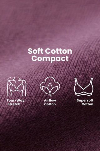 Natural Shape Cotton Bra Pack of 3 - (Purple, Lavender & Dark Skin)
