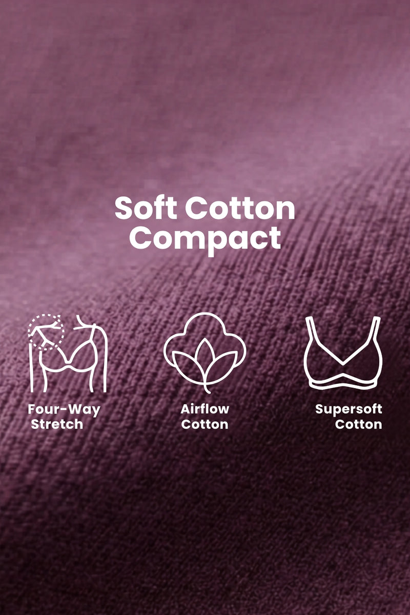 SecureFit Cotton Fixed-Pad Bra - Purple