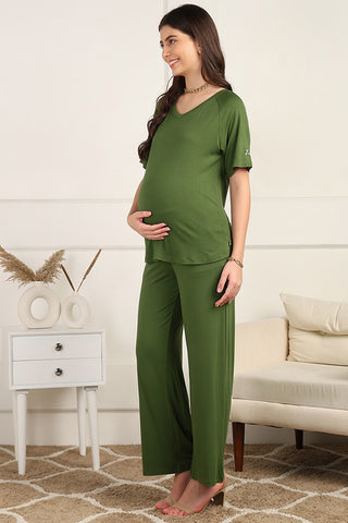 Green Maternity Pajama Set