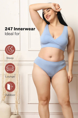 Light Blue Maternity Panty; high waistline provides comforting support to the torso.