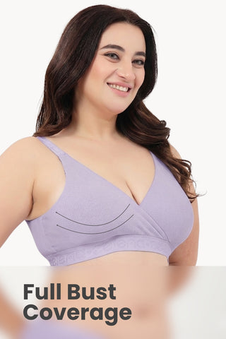 Zena Fine-Rib Bra Pack of 2 - (Lavender & Grey Melange)