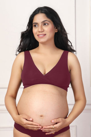 247 Maroon Padded Maternity Feeding Bra