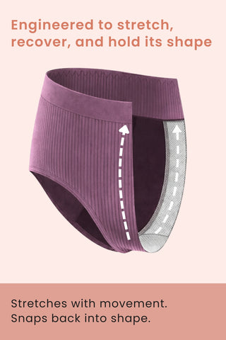Sera Fine Rib Mid Rise Hipster Pack of 4 - (Blush, Pink, Purple, Black)
