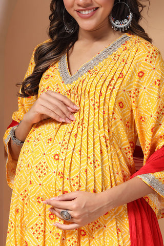 Sunshine Serenade Maternity and Feeding Friendly Kurta Set