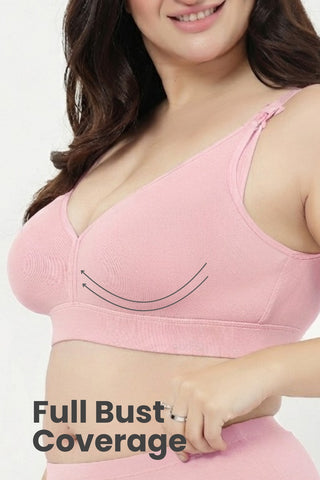 Lira Ribbed Cotton Nursing Padded Bra - Baby Pink
