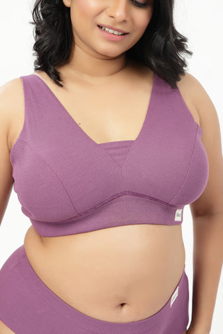 Sera Fine-Rib Bra Pack of 3 - (Pink , Purple & Dark Berry)