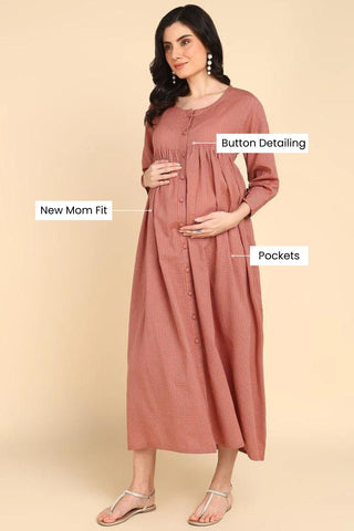 Rose Katha 100% Cotton Zipless Maternity Maxi with Pockets