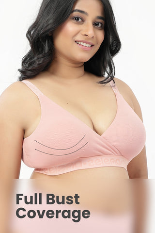 Zena Fine-Rib Bra Pack of 2 - (Rose Gold & Grey Melange)