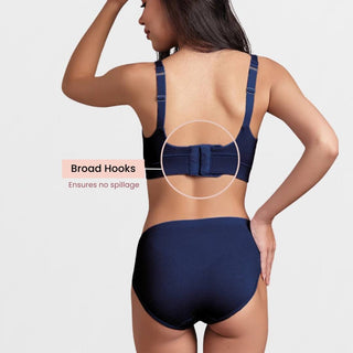 Fixed Padded Modal Maternity Feeding Bra with Support - Navy