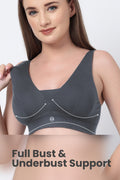 Fixed Padded Modal Maternity Bra with Support - Steel Grey