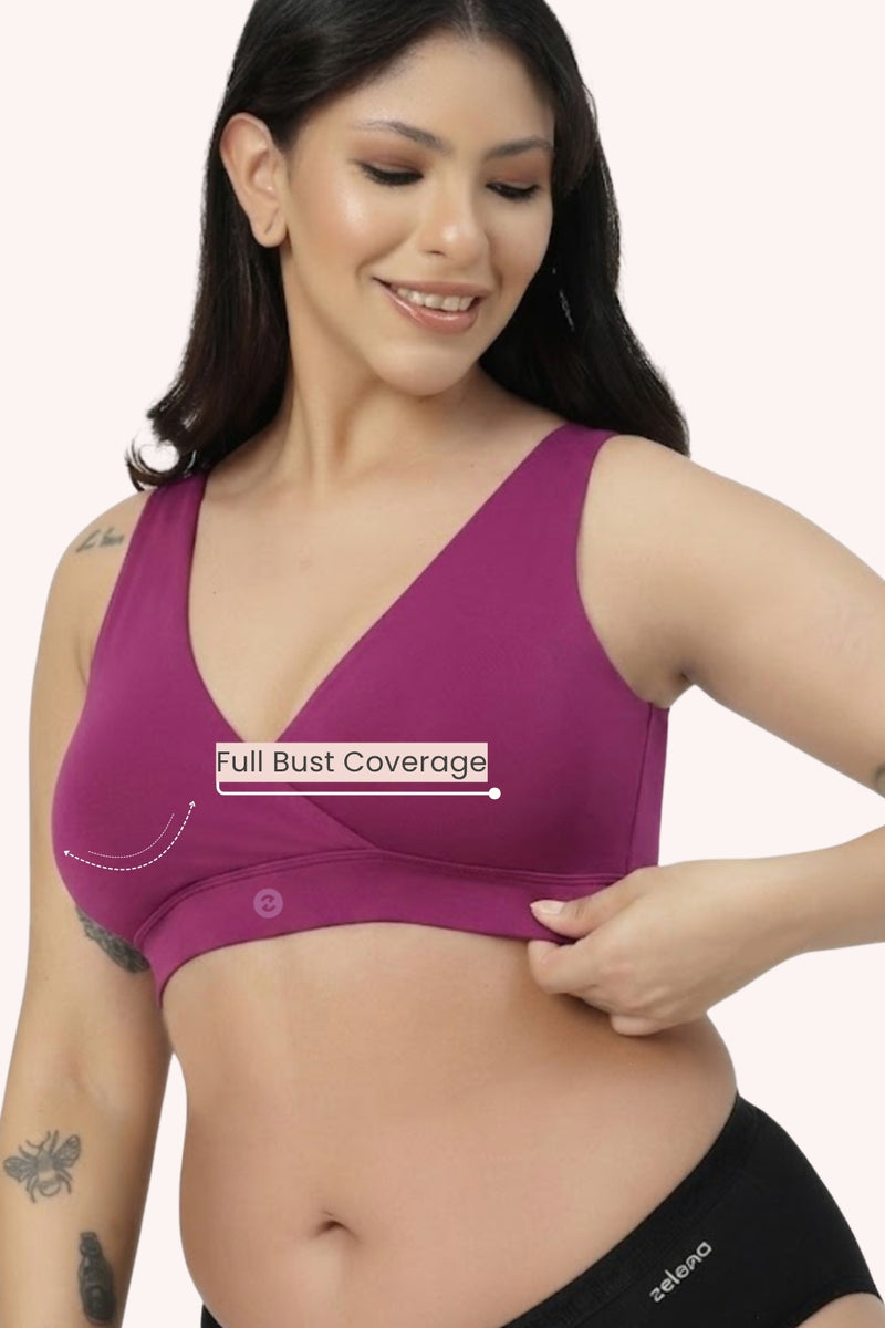 247 (Upgraded) Modal Padded Maternity Feeding Bra - Fuchsia